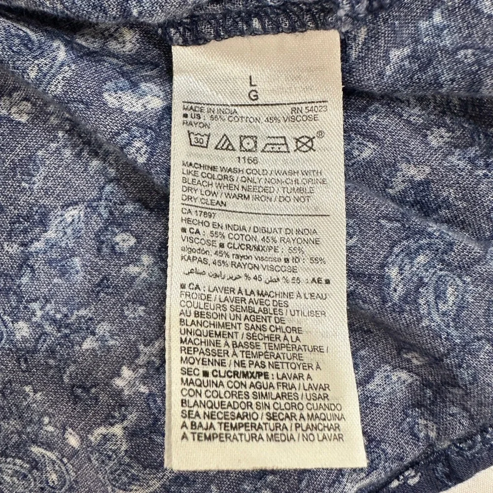 Old Navy Blouse Top Womens Large Blue Cotton Rayon Paisley Floral Peplum Boho L
